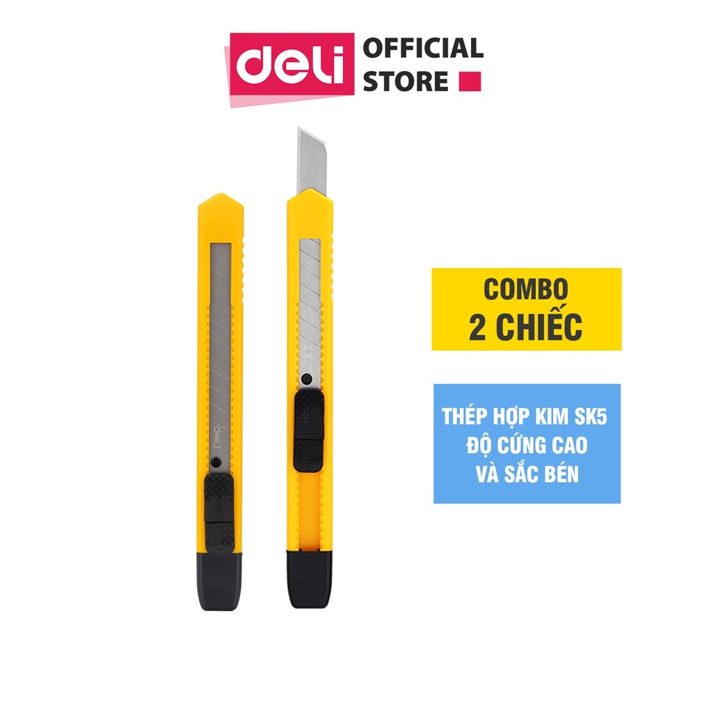 2 cây dao rọc giấy nhỏ deli 2051