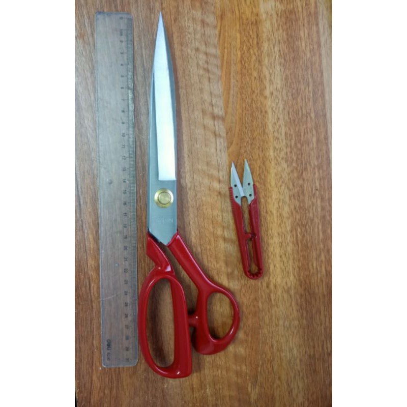 Kéo cắt vải Pin đỏ , đen 10",11",12" (Tặng kèm 1 kéo bấm nhỏ) được sử dụng trong ngành may mặc (GIÁ 1 CÁI)