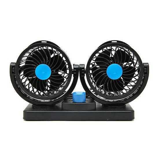 Quạt đôi xoay 360 độ trên ô tô - nguồn 12v