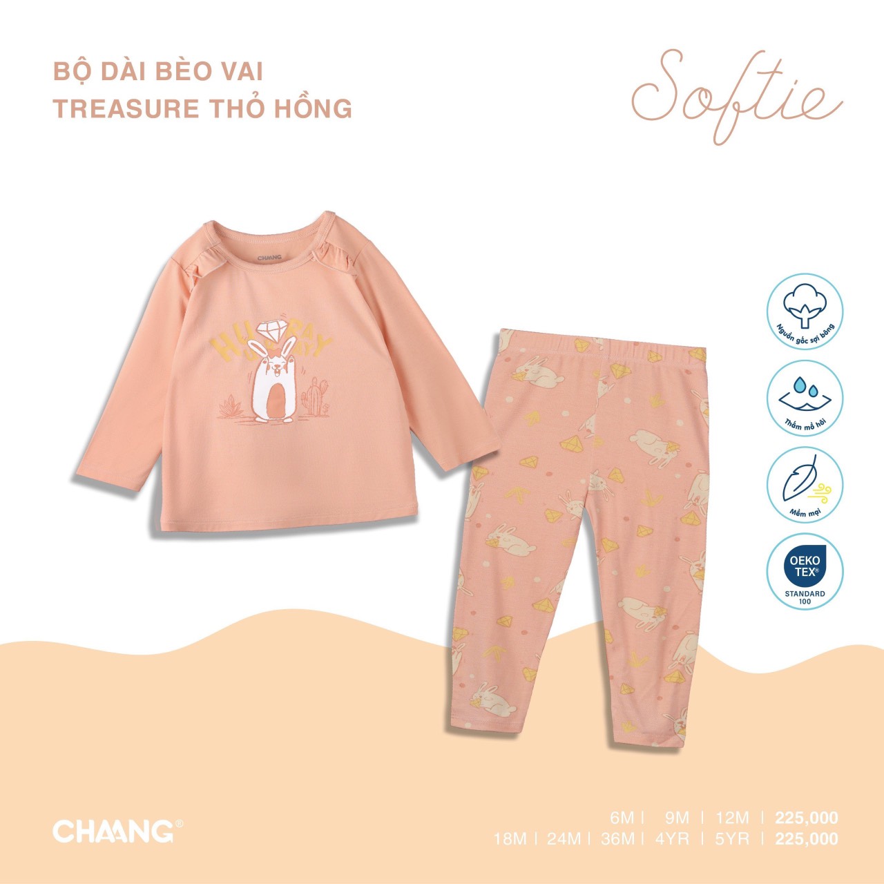 Bộ quần áo trẻ em dài tay raglan cotton mềm mại họa tiết Jungle Chaang
