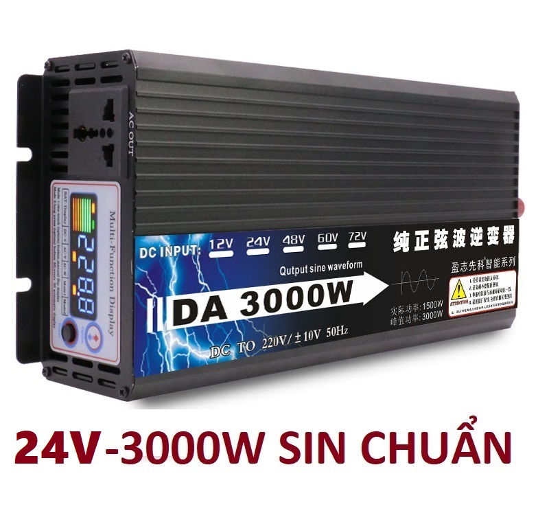 Bộ đổi nguồn inverter 24v lên 220v 3000W Sóng Sin chuẩn - INVERTER 24v 3000W
