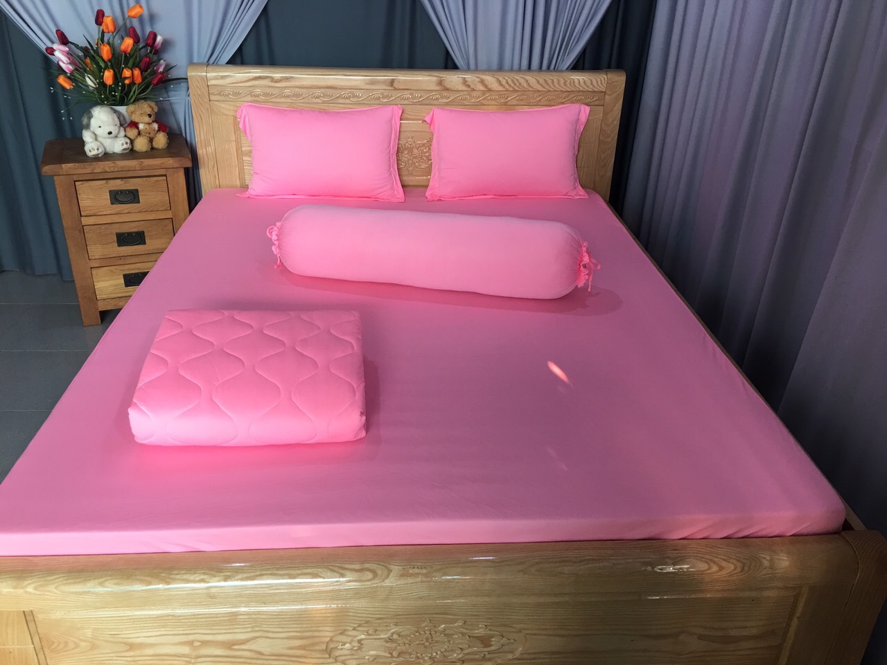 Bộ Chăn drap  thun hàn mát lạnh- set 5món-bộ drap thun cao cấp