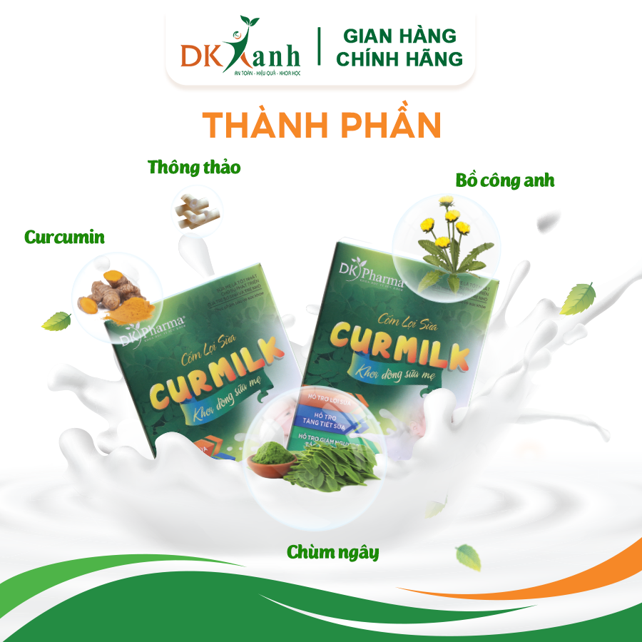 Cốm lợi sữa Curmilk (hộp 20 gói - hộp10 gói) - DK Pharma