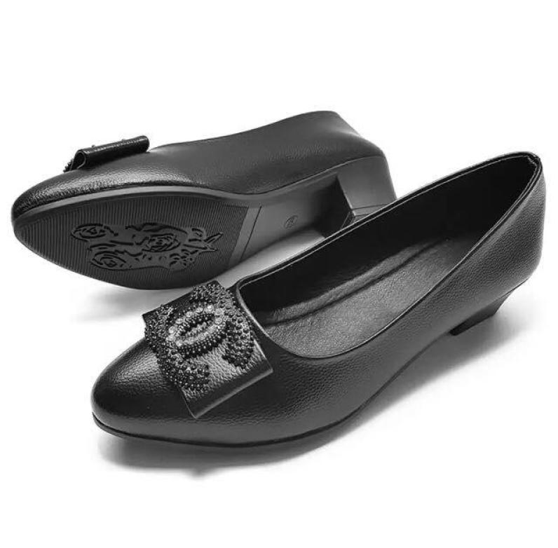 HÌNH THẬT Giày búp bê da lì cao cấp đế 3cm-VNXK giá rẻ