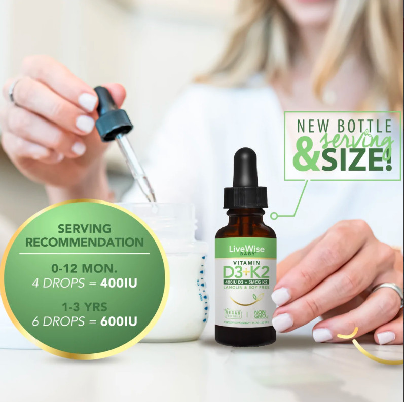 Vitamin D3 K2 hữu cơ LiveWise Mỹ cho bé