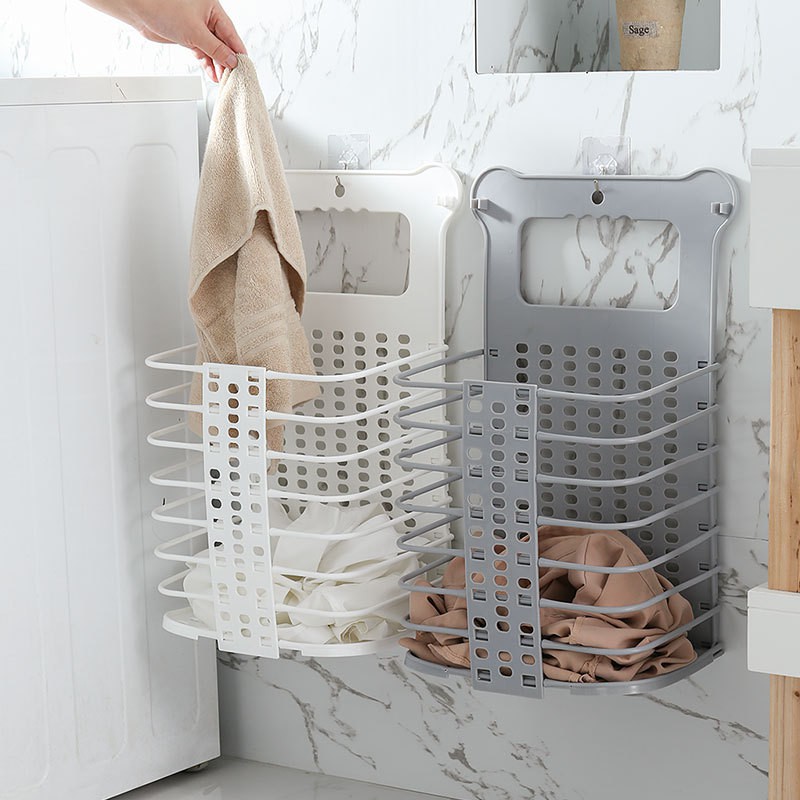 Sọt giỏ đựng quần áo vật dụng treo tường chất liệu nhựa pp có thể gấp gọn tiện dụng