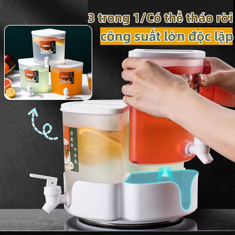 Bình Đựng Nước Có Vòi 5.2L tích lớn Bình Nước 3 lưới Có thể tháo rời có thể được xoay Để Tủ Lạnh Tiện Lợi Cao Cấp rót nước bảo quản lạnh nước trái cây nước ngọt có lắp đậy bảo quản tiện đựng trà sữa