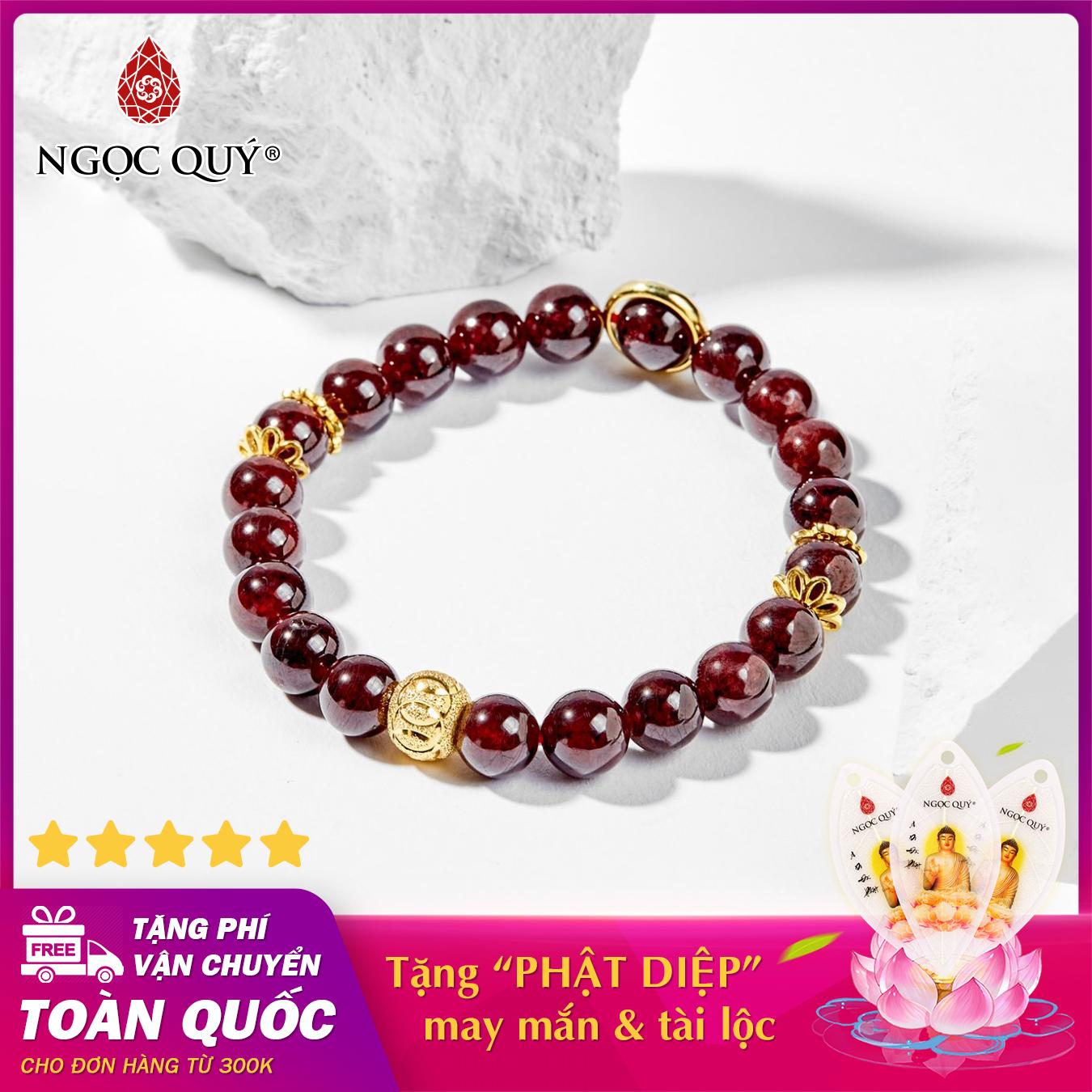 Vòng tay phong thủy nữ đá garnet charm cầu 4mm mệnh hỏa , thổ - Ngọc Quý Gemstones