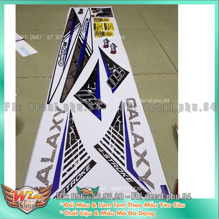 Tem rời Galaxy Zin Xanh trắng đen