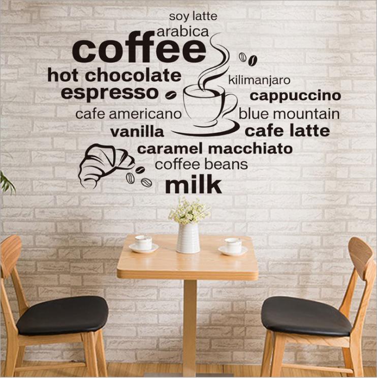 [HCM]Decal dán tường Amyshop- tiếng anh Coffee DKN025