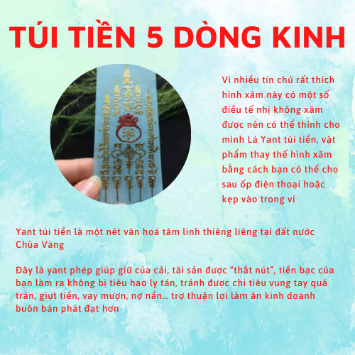 Linh phù TÚI TIỀN ĐỎ + 5 DÒNG KINH THÁI LAN miếng dán màn hình