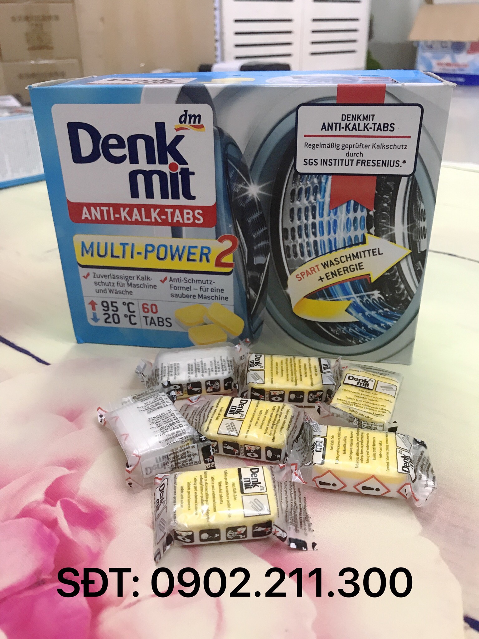 Hộp tẩy lồng máy giặt Denkmit - Đức ( 60 viên/hộp)