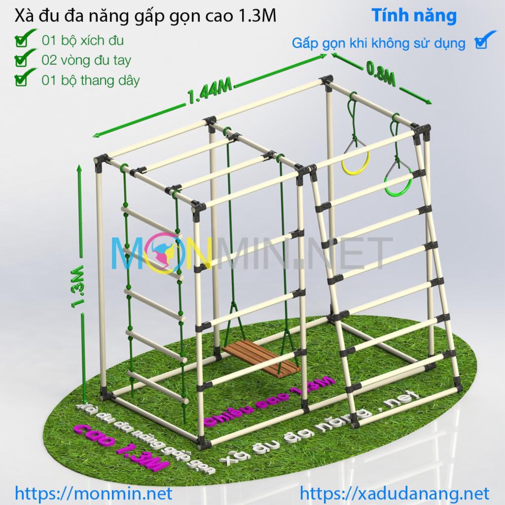 Xà đu đa năng Satech - Khung vận động cho bé - Bộ Gấp Gọn