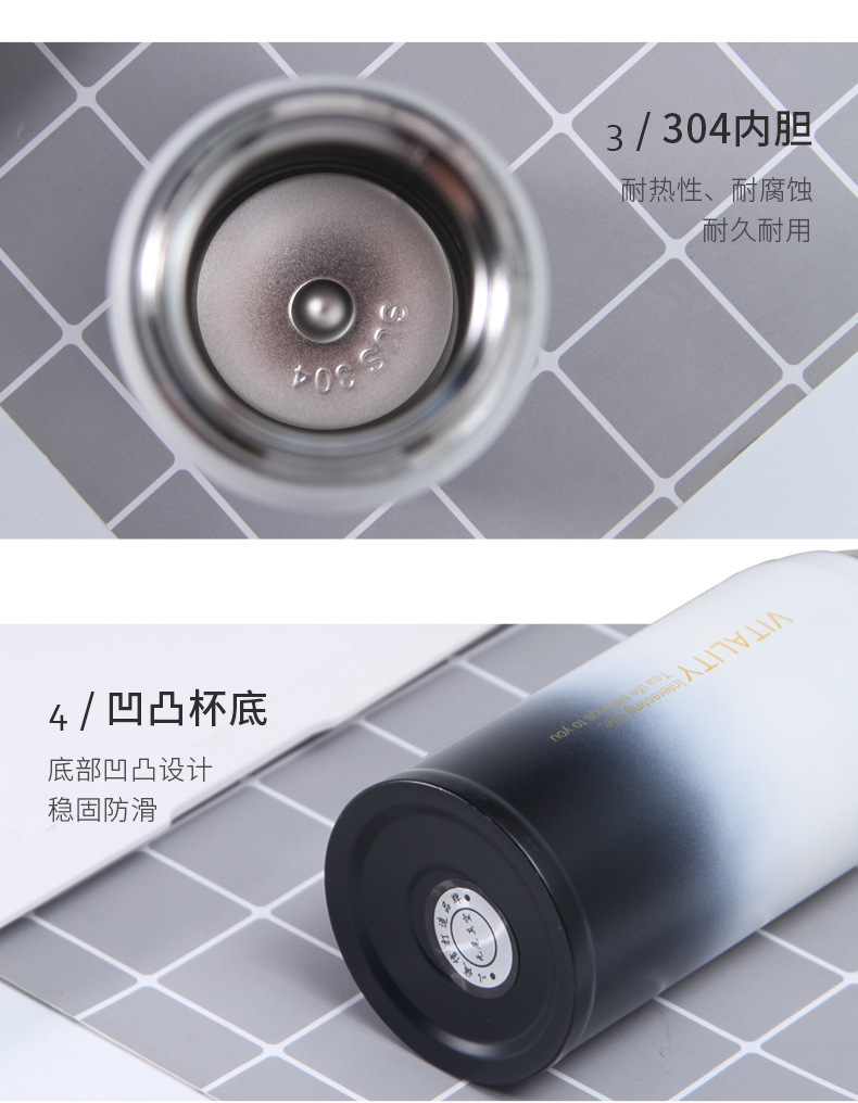 Bình Nước KHẮC TÊN, Bình Giữ Nhiệt, Bình Giữ Nhiệt Cute Gradient, Inox 304 Không Rỉ An Toàn 450ml, bình giữ nhiệt