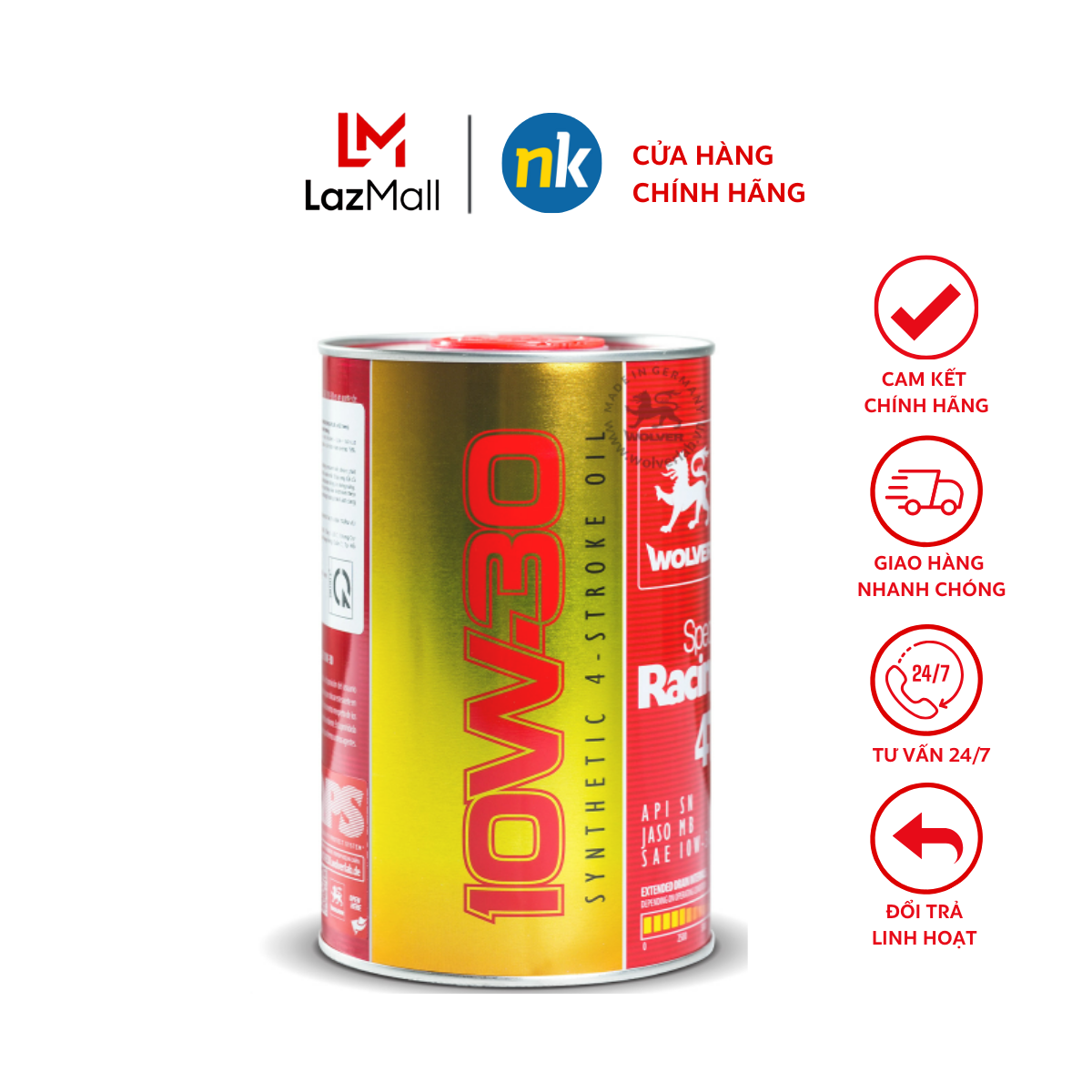 Nhớt xe tay ga cao cấp, xe ga đời mới wolver 4t special racing 10w-30 sn 0.8l - nhập 100% từ đức chính hãng