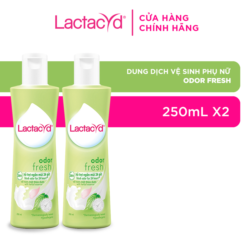 Bộ 2 chai Dung Dịch Vệ Sinh Phụ nữ Lactacyd Odor Fresh Ngăn Mùi 24H 250ml