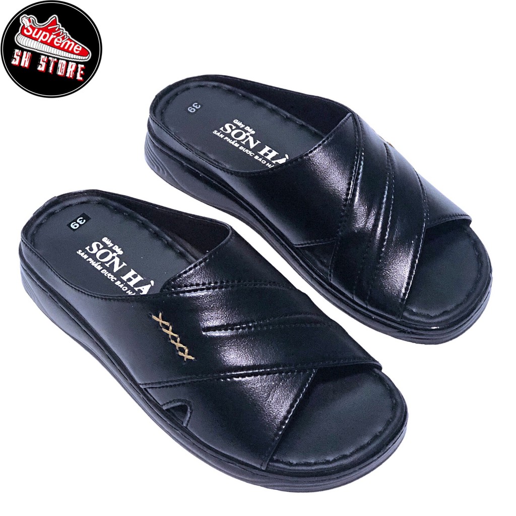 Dép da nam đế nhẹ có khâu đế SƠN HÀ