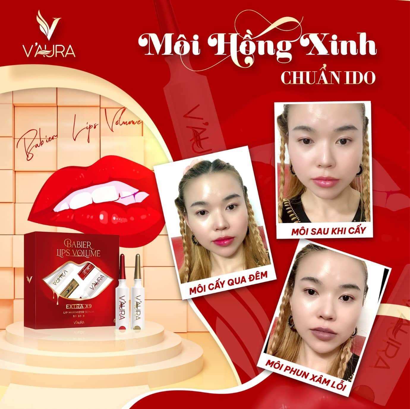 [FreeshipMAX] [mẫu mới] Tinh chất cấy màu môi Vaura Babier Lips Volume V3 Extra X9