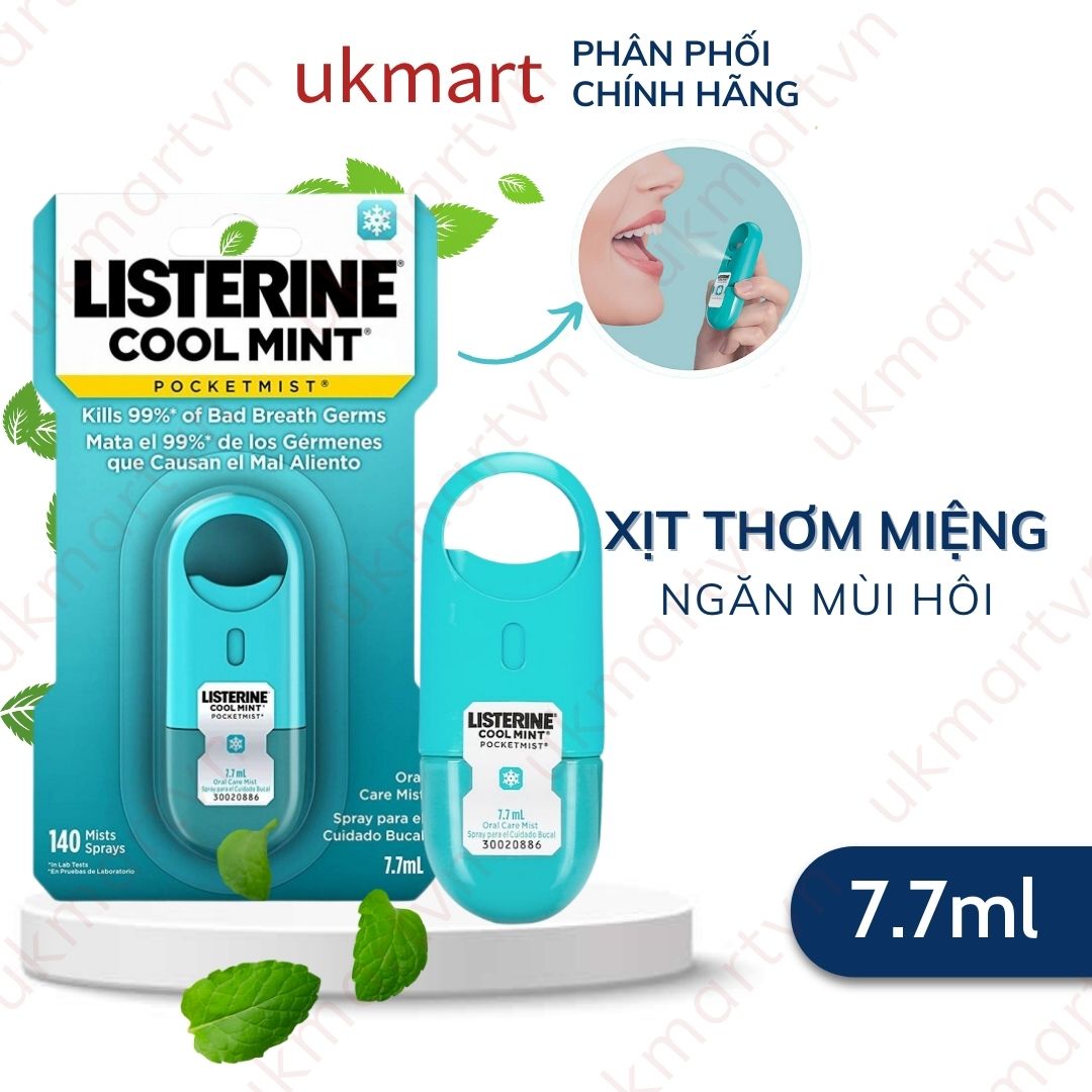 Xịt thơm miệng diệt khuẩn Listerine 7.7ml x2 chai Mỹ