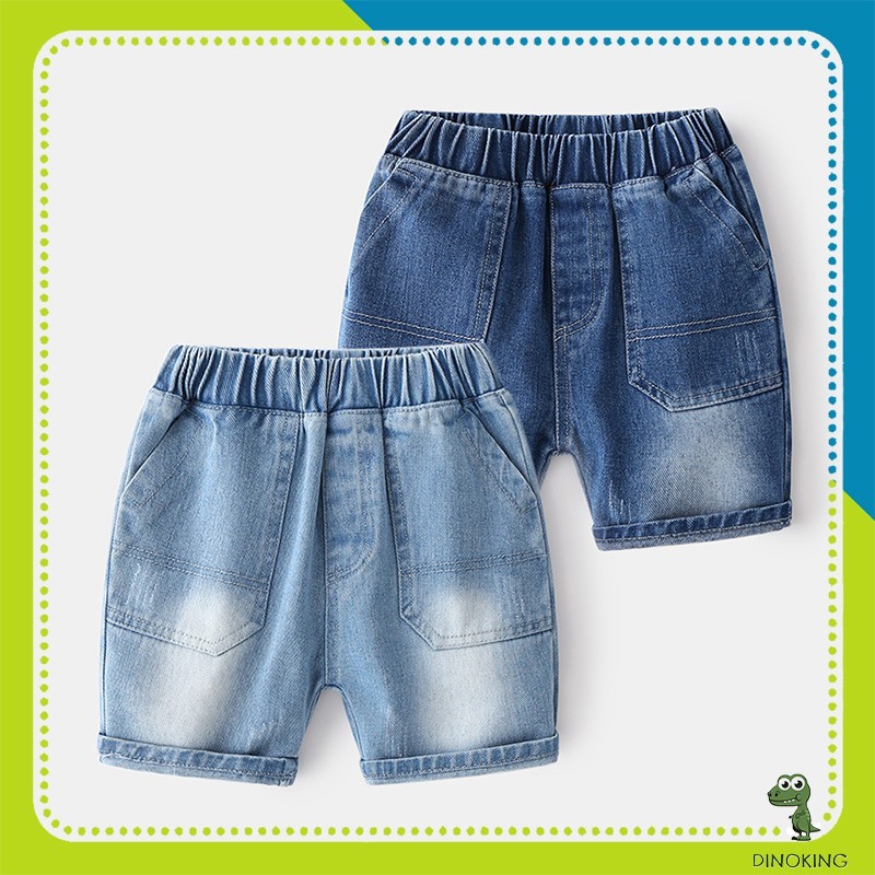 Nơi bán Quần Short bé trai DINOKING Quần đùi sooc trẻ em chất bò jean mềm mại cho bé 2 - 8 tuổi QS06