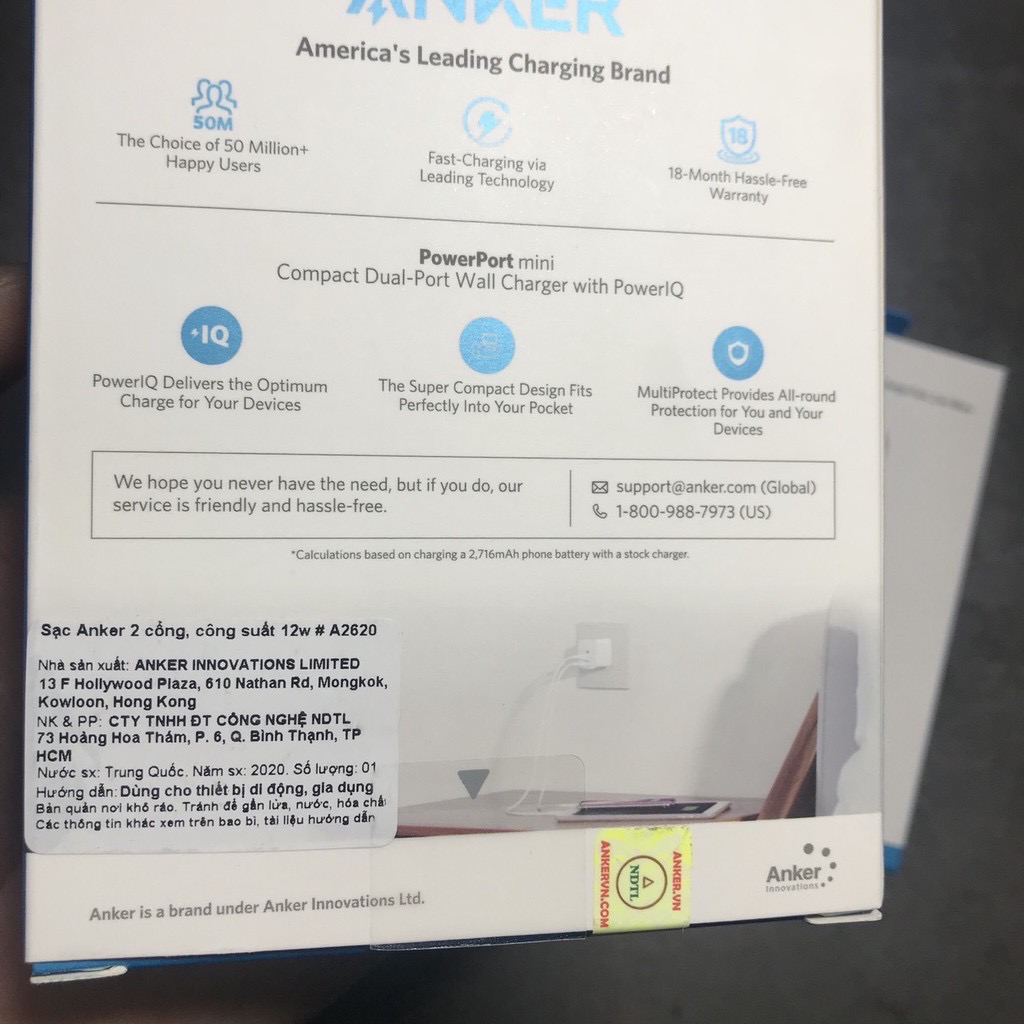 Sạc ANKER PowerPort Mini 2 cổng USB 12W - A2620