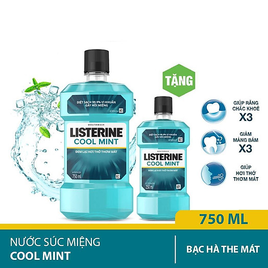Nước súc miệng Listerine Coolmint 750ml+ 250ml