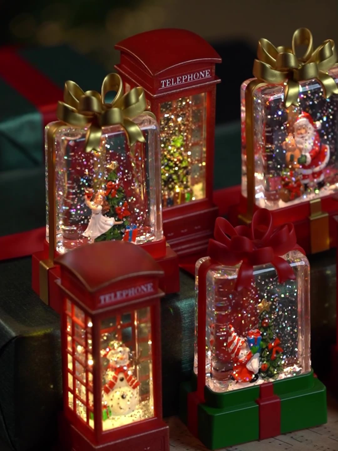 Đèn cây thông đặt bàn, đèn hộp quà trang trí, đồ quà tặng dịp Noel