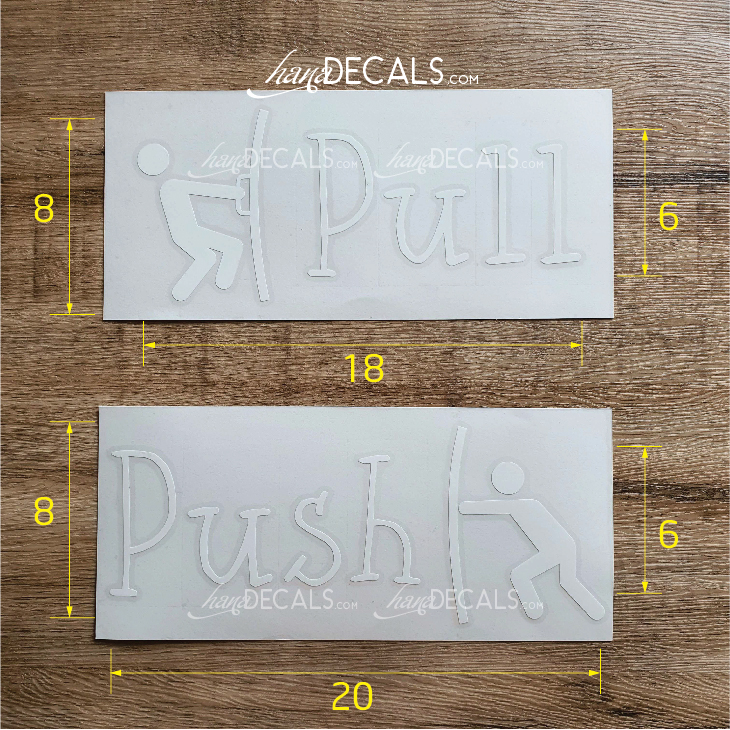 Sticker decal push-pull & Pull-push. Decoration glass door stickers (lettering cutting computerized)-hanadecals