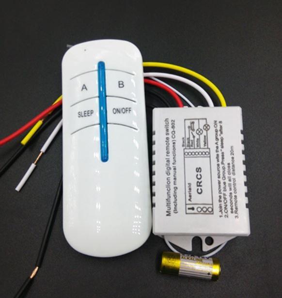 Công tắc điều khiển từ xa RF 2 cổng xuyên tường (tặng đế cài), bộ điều khiển từ xa, dieu khien tu xa