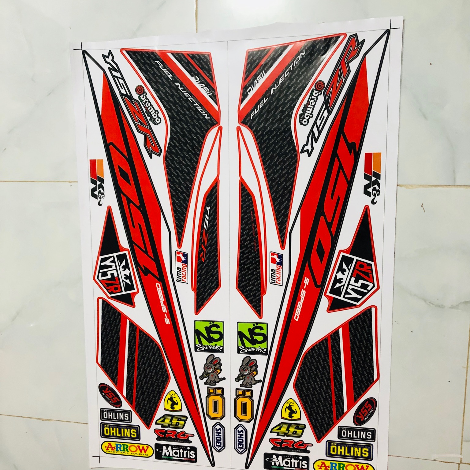 Tem rời xe exciter 150 y15zr đỏ đen