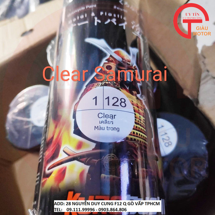 Sơn xịt sơn xe máy Samurai 128 màu trong    Clear