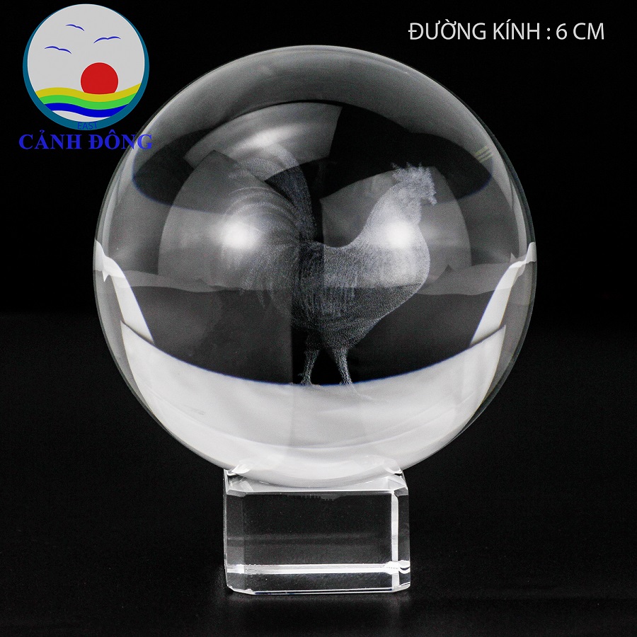 [HCM]Quả cầu pha lê con Gà 3D – quà tặng pha lê sang trọng