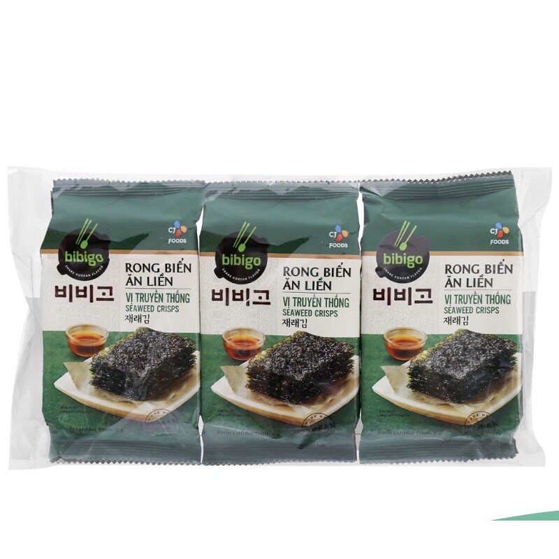 Rong biển ăn liền/cuốn cơm Bibigo(lốc 3 gói)