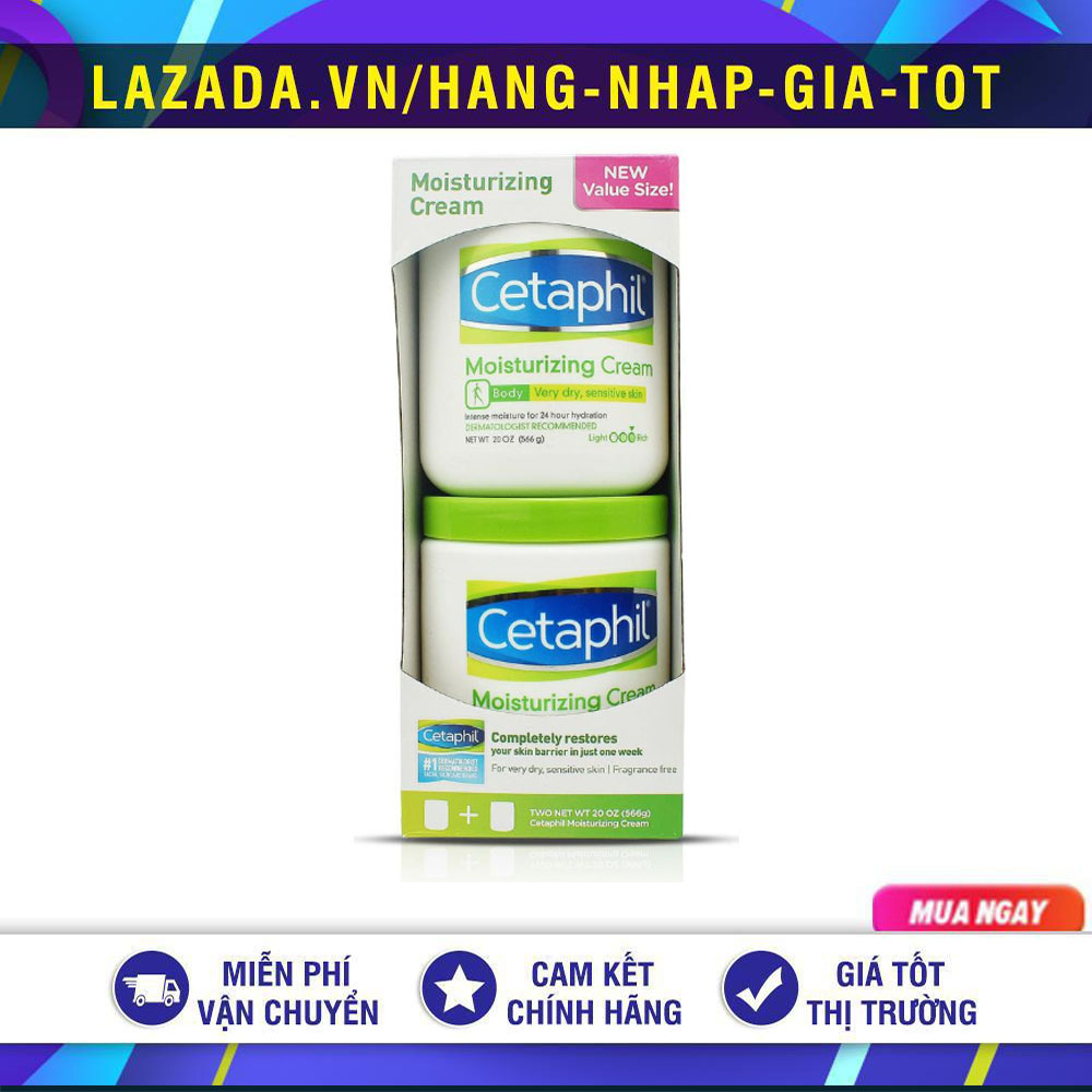 SET 2 KEM DƯỠNG DA CETAPHIL MOISTURIZING CREAM 566G