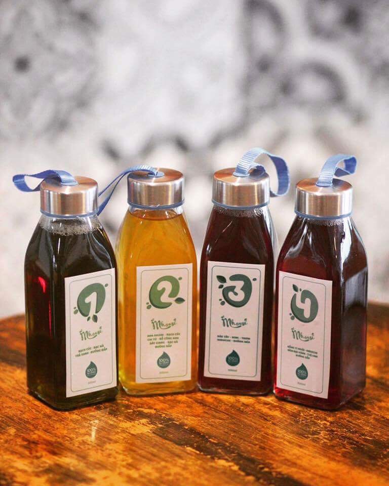 Combo 3 Chai thủy tinh vuông 350ml nắp dây xách