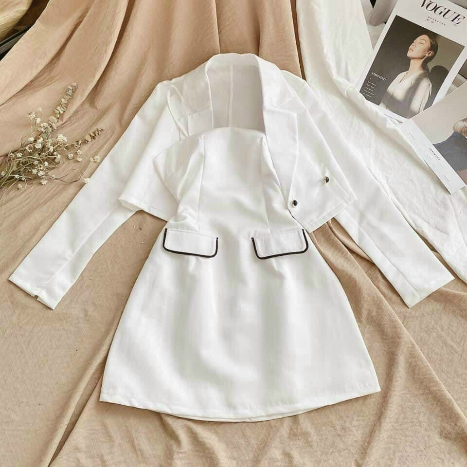 Set đồ bộ nữ đầm kèm áo khoác vest