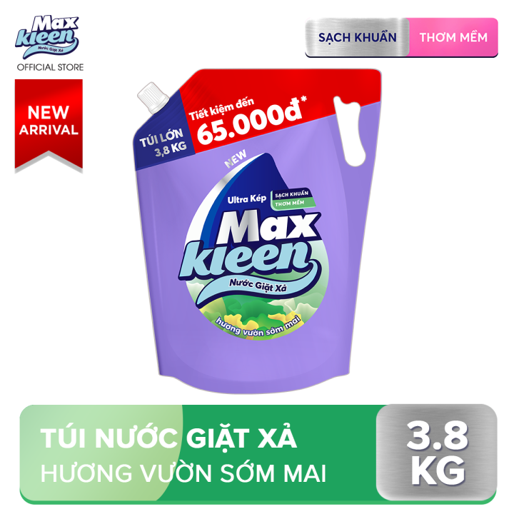Combo Túi Nước Giặt Xả MaxKleen 3.8kg + Túi Nước Giặt Xả 600g/450g Mùi ngẫu nhiên