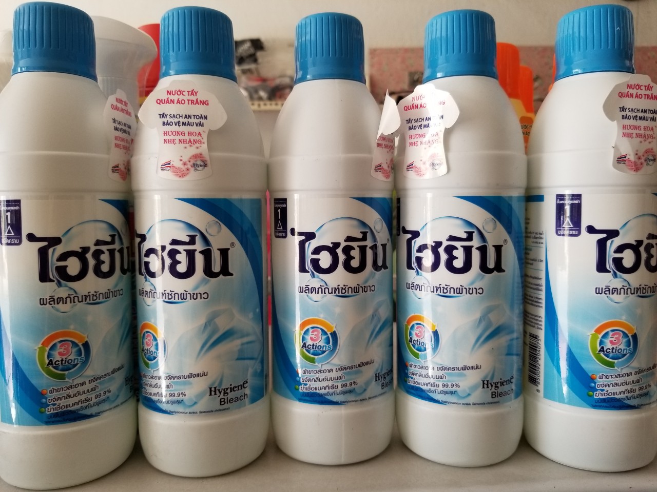Combo 3 chai Nước tẩy quần áo trắng Hygiene Thái Lan 600ml - HIKAWA