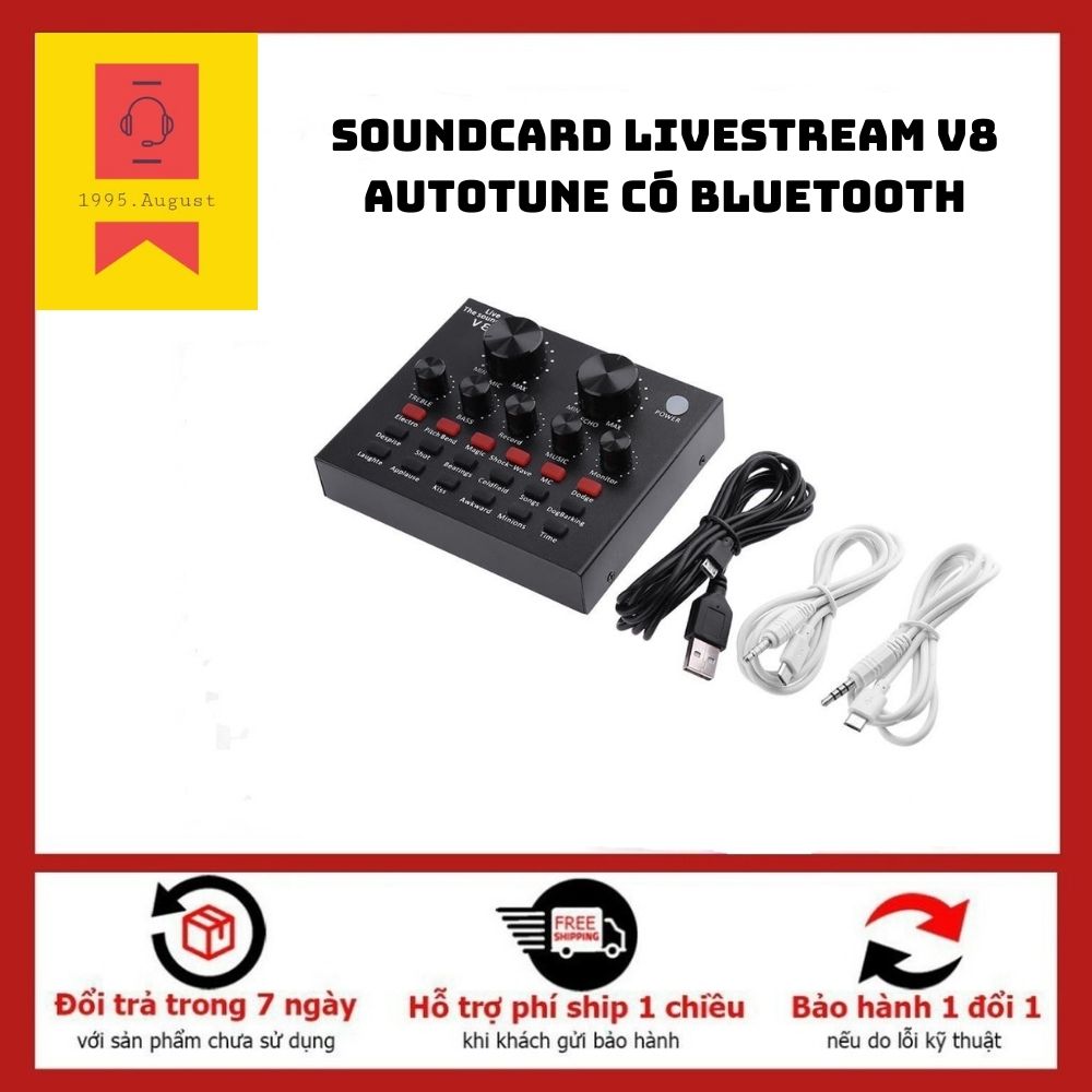 SOUNDCARD LIVESTREAM V8 AUTOTUNE CÓ BLUETOOTH