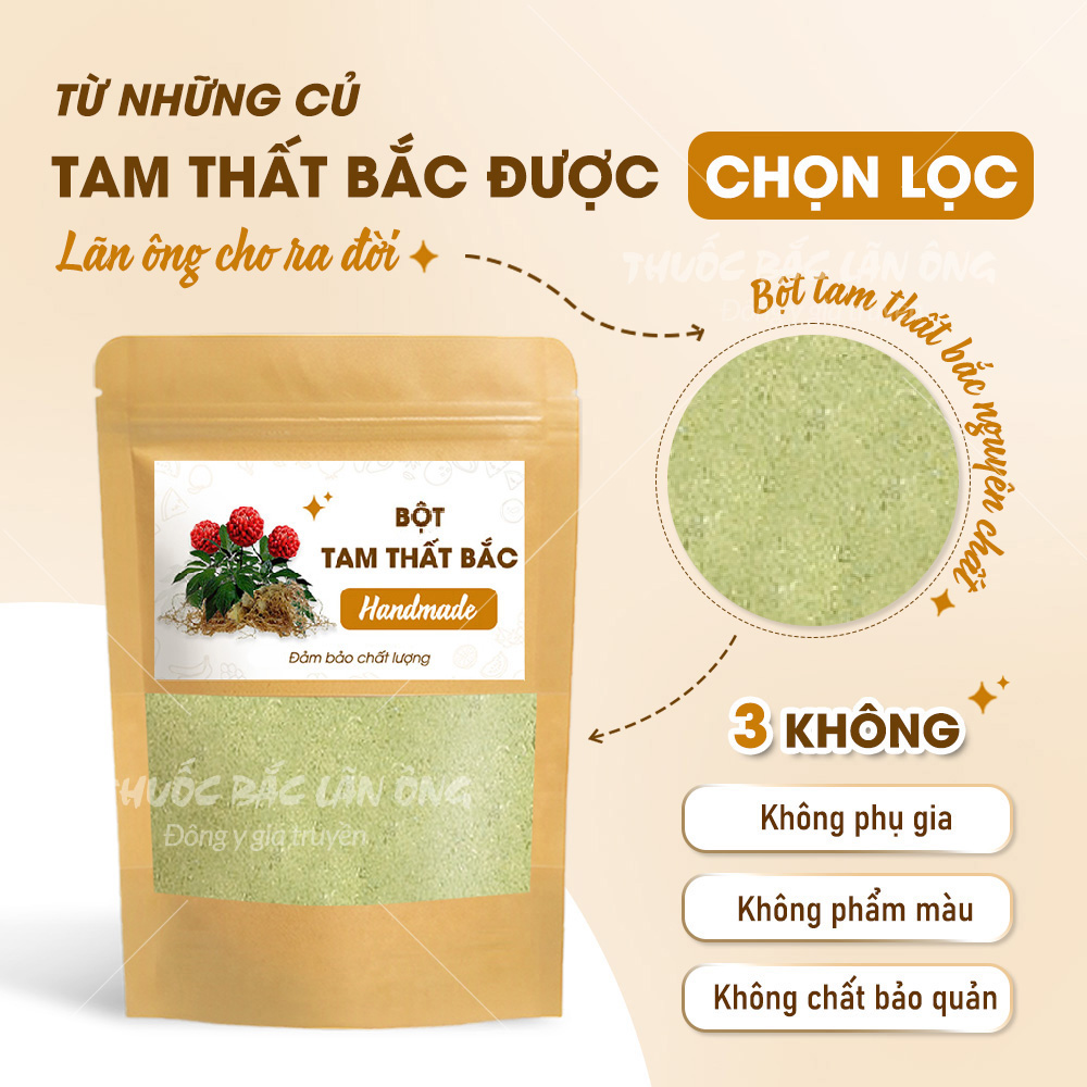 Bột tam thất bắc nguyên chất 100g (Bồi bổ sức khỏe, tăng cường trí nhớ)