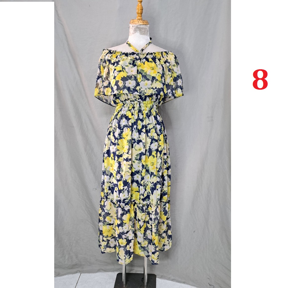 Đầm maxi voan, đuôi cá, cổ sen, nhiều màu