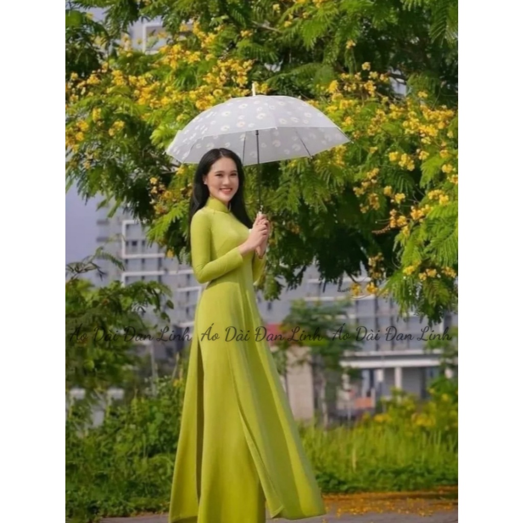 Áo dài xanh cốm trẻ trung, nổi bật _Áo Dài Đan Linh