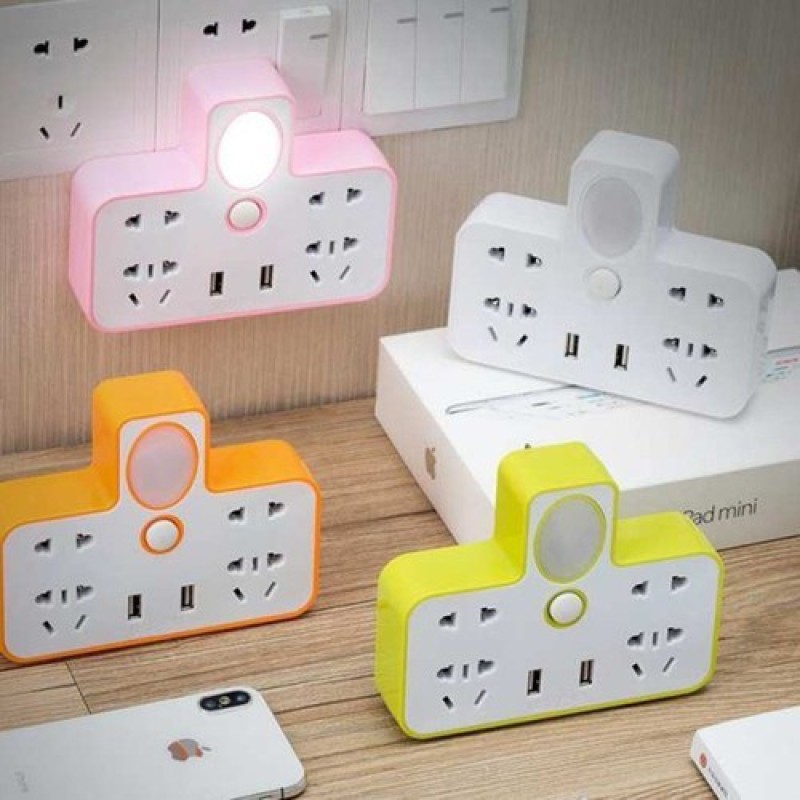 Bảng giá Ổ Cắm Điện Phát Sáng Hình Chữ T, Có Đèn Phát Sáng Làm Đèn Ngủ, Ổ USB, Cắm Điện Thoại, Siêu Tiện Dụng