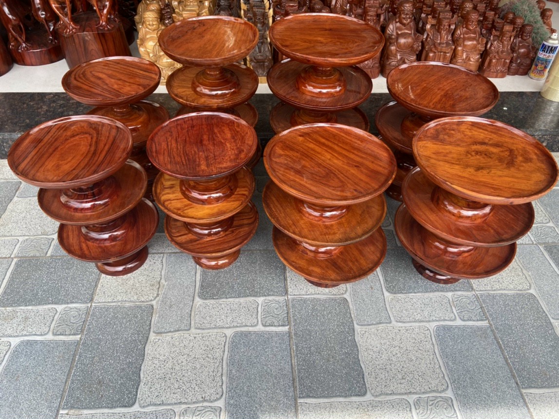 Mâm bồng đĩa thờ trái cây gỗ hương tự nhiên đủ size