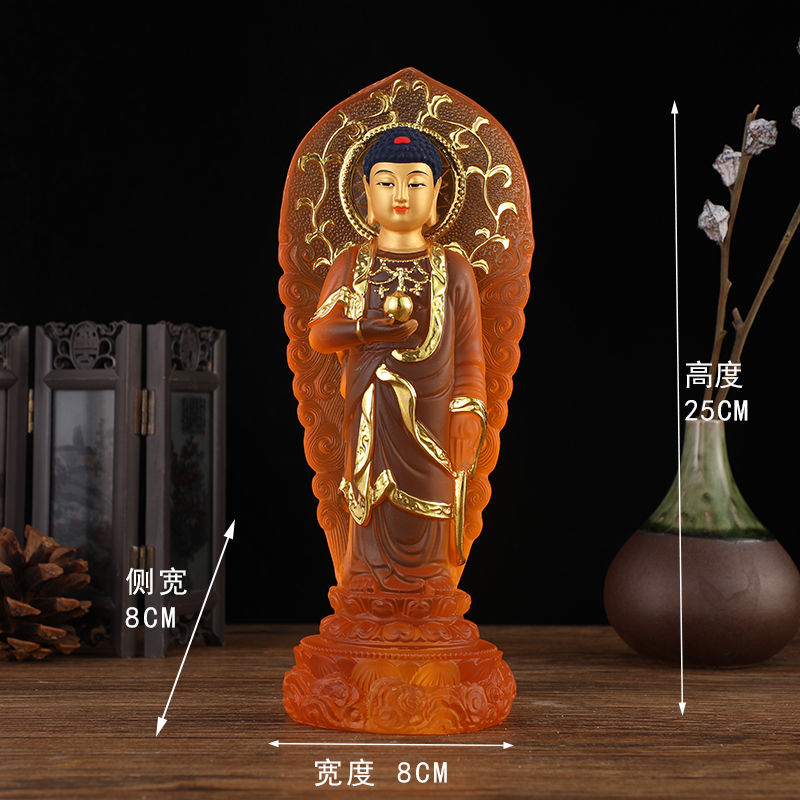 Đồ trang trí đồ thủ công bằng lá vàng của phật dược sư, thủy sư, thủy sư, như lai, tượng dược sư, tượng đứng