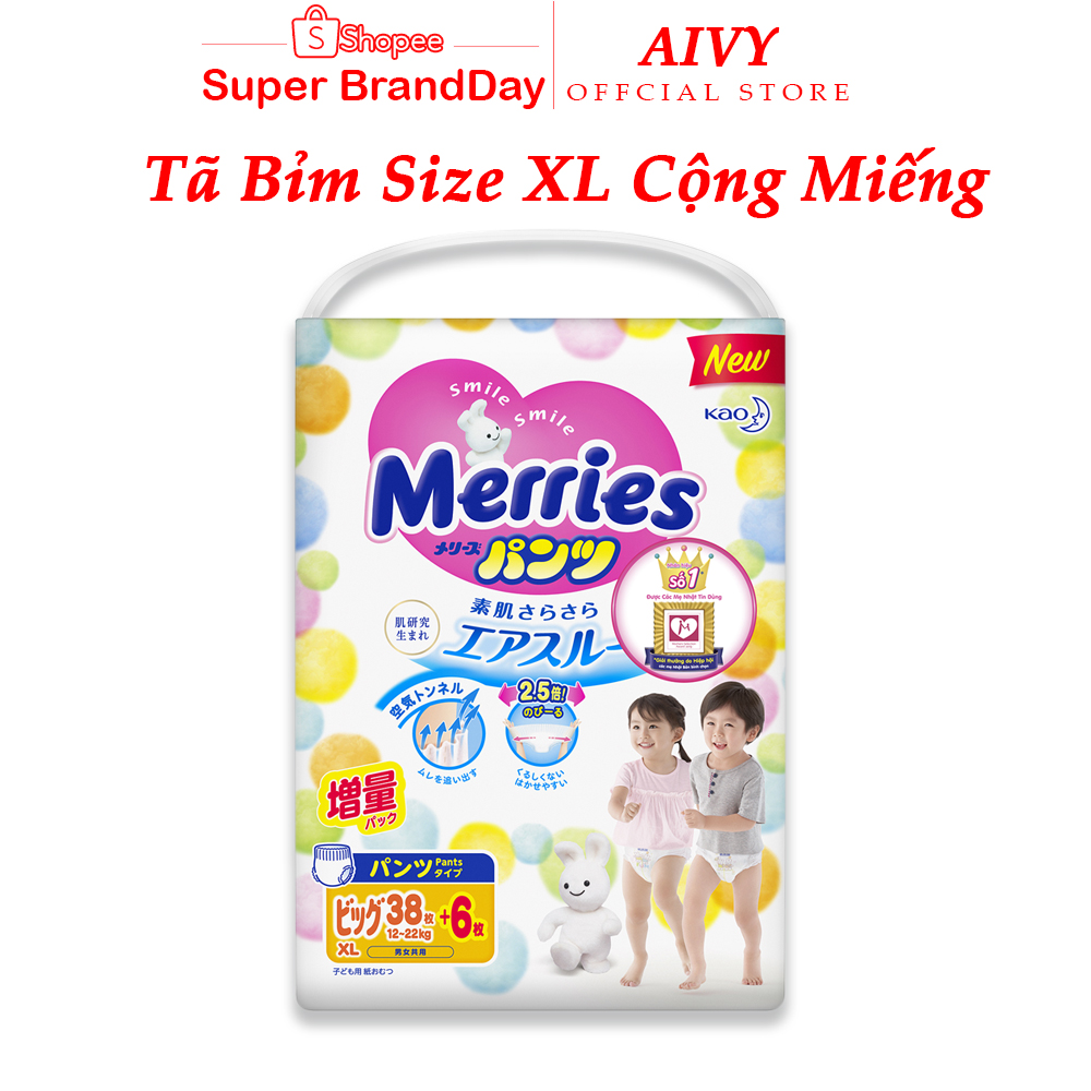 Bỉm Merries Cộng Miếng Đủ Size