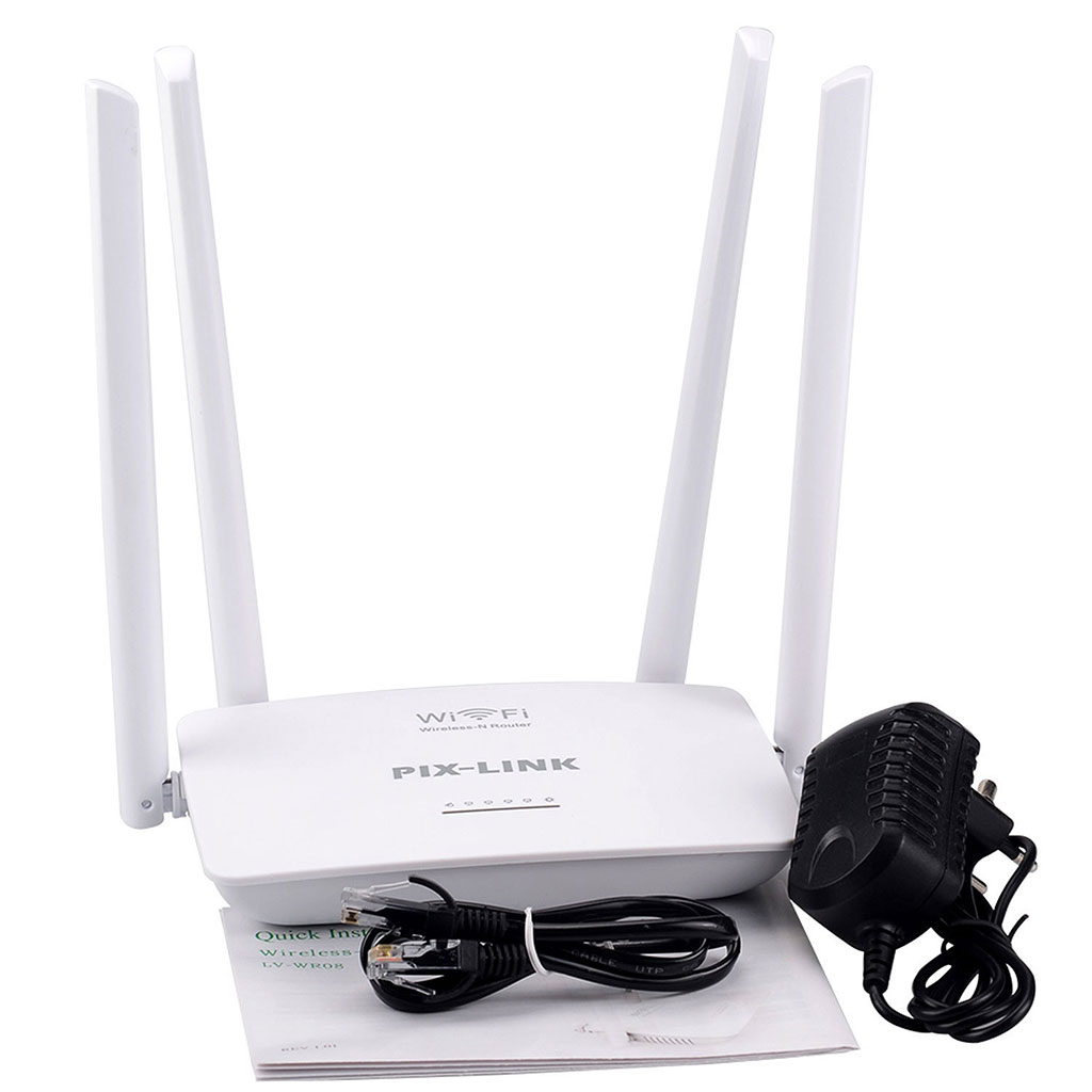 Cục phát wifi 4 râu PIX-LINK LV-WR08, Modem wifi 300Mbps cường độ sóng khỏe, phủ sóng rộng - Hàng chính hãng