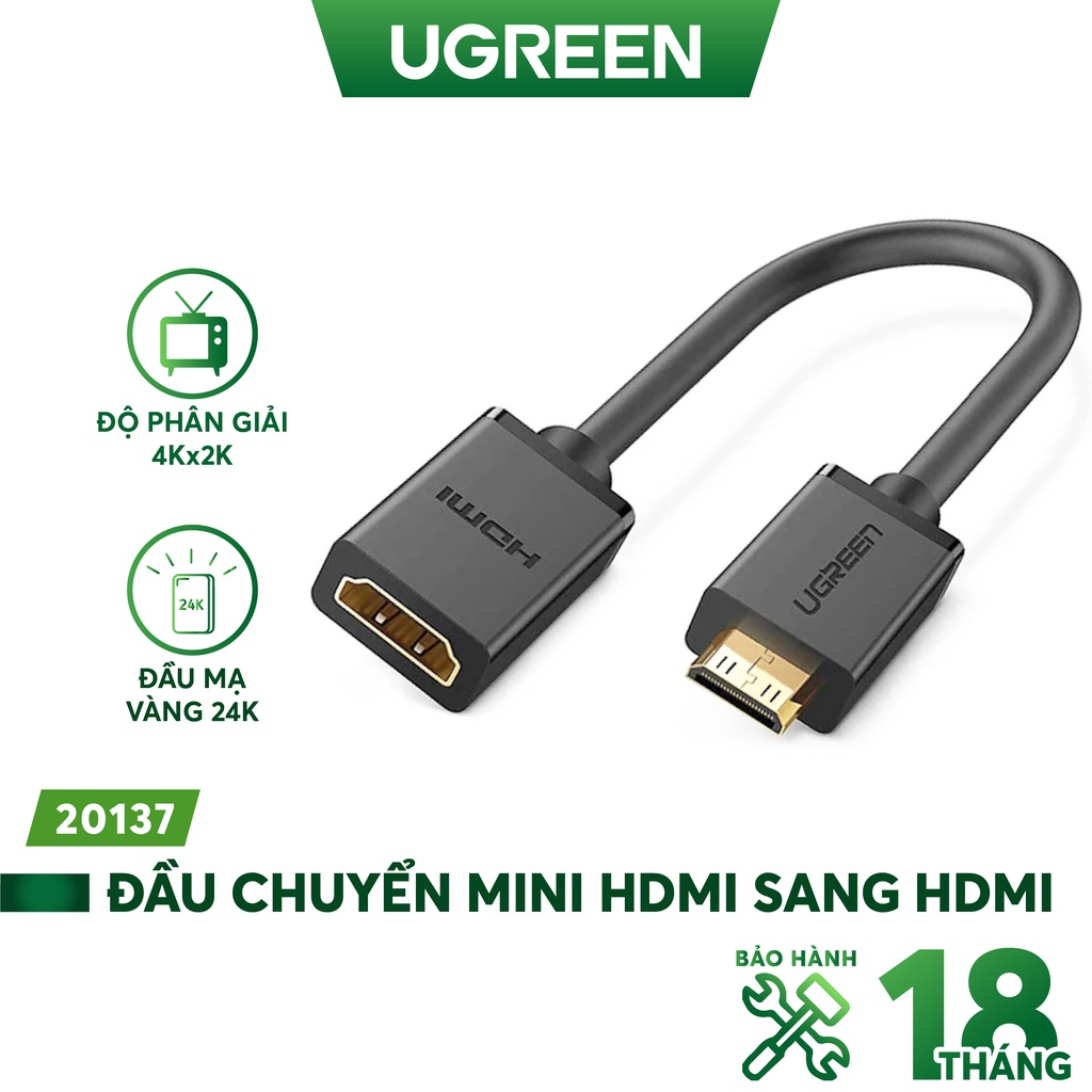 Cáp nối dài Mini HDMI to HDMI dài 20cm  Ugreen 20137 cao cấp