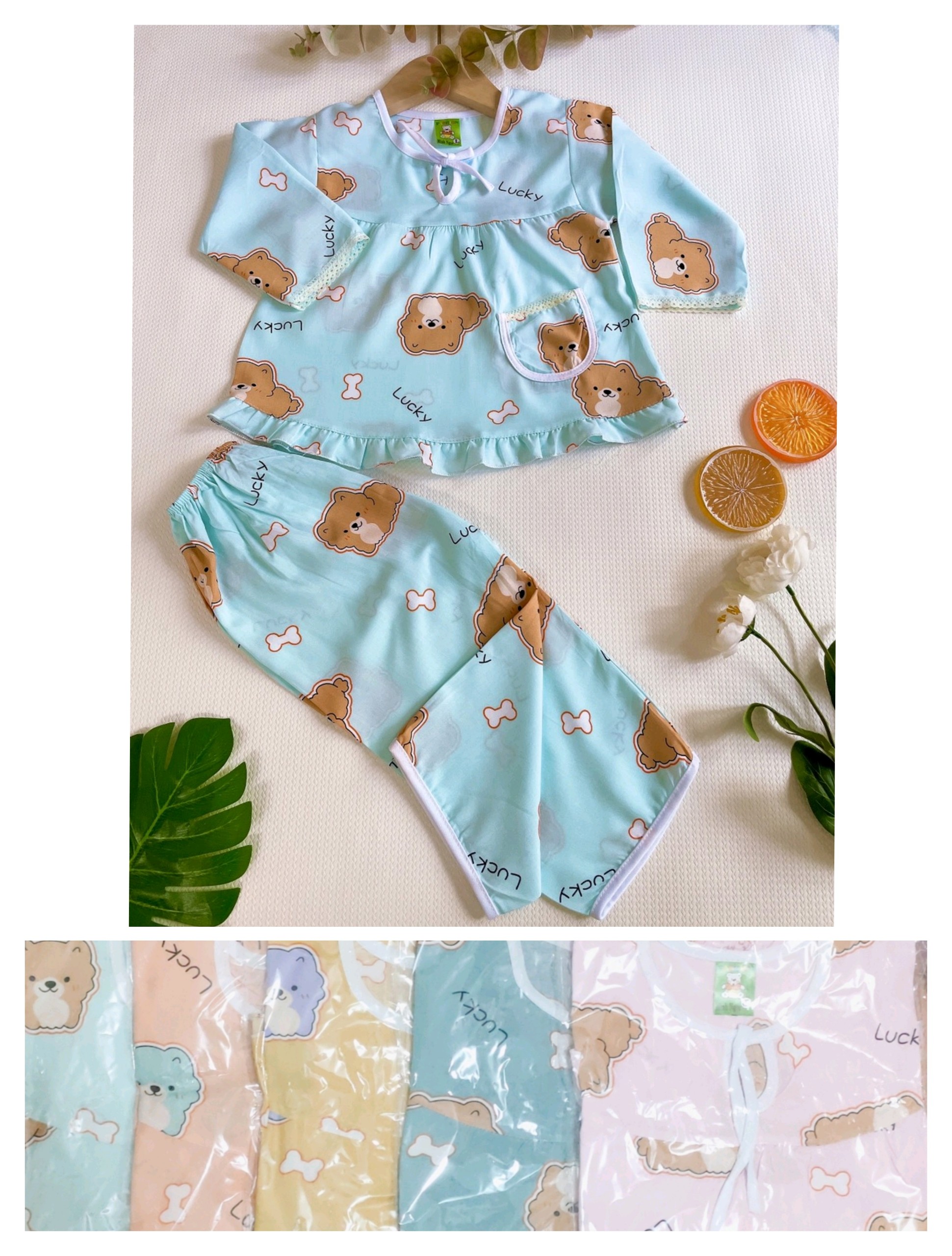 (3 bộ 3 màu 3 họa tiết khác nhau) Combo 3 bộ tole tay dài bé gái (12-18kg)