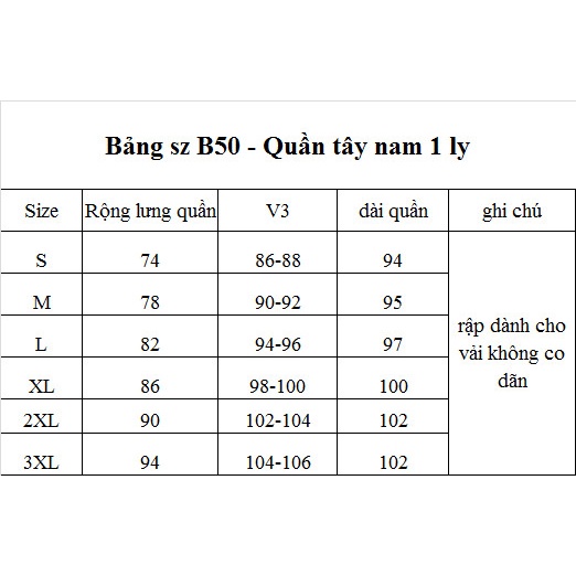 Rập giấy A0 mã B50 - quần tây nam (BẢN VẼ)